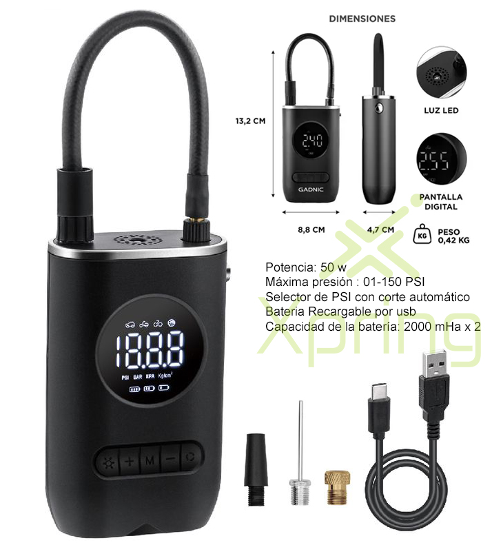 Presurizador Xpring Press4 + Inflador Automático y Bolso Azul - Image 2